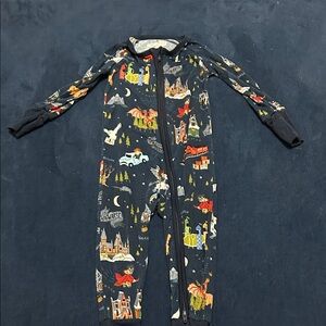 Little Sleepies Navy Adventure Print Footie Pajamas